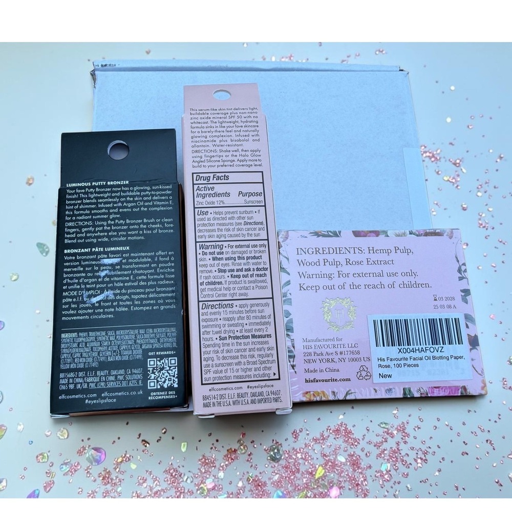 BEAUTY BUNDLE!* ELF Halo Glow Skin Tint, Luminous Putty Bronzer & Blotting Paper - Picture 2 of 7